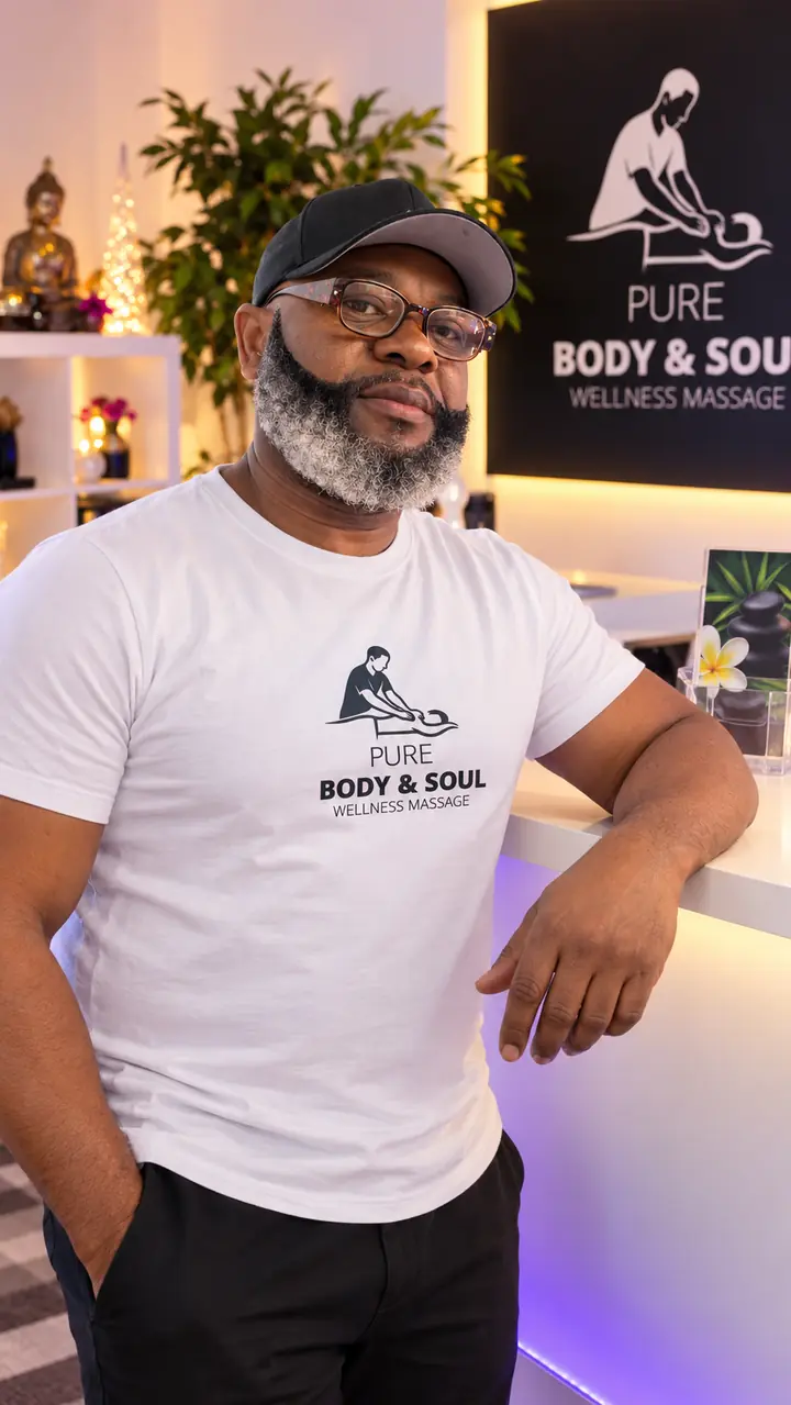 James, Masseur und Inhaber von Pure Body & Soul in Essen